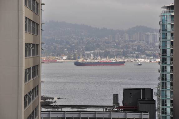 Vista do nosso apart-hotel em Vancouver, no Canadá
